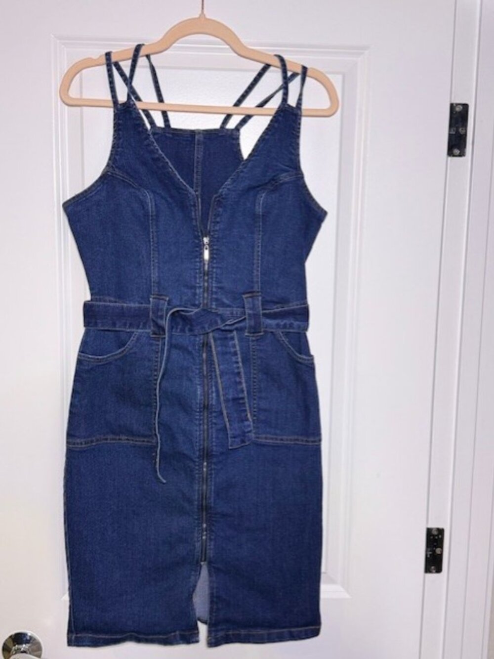 VENUS Denim Zip Front Stretch Dress Size 6 - Picture 4 of 10